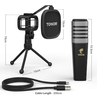 Foto 6 | Micrófono Usb Tonor Tc30 Con Condensador Cardioide Con Accesorios - Venta Internacional.
