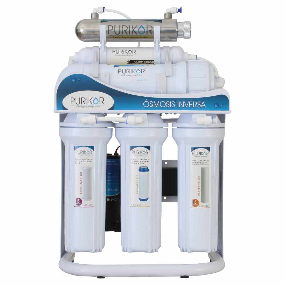 Sistema de Ósmosis Inversa Purikor de 6 Etapas con UV Flujo de 400 Gpd