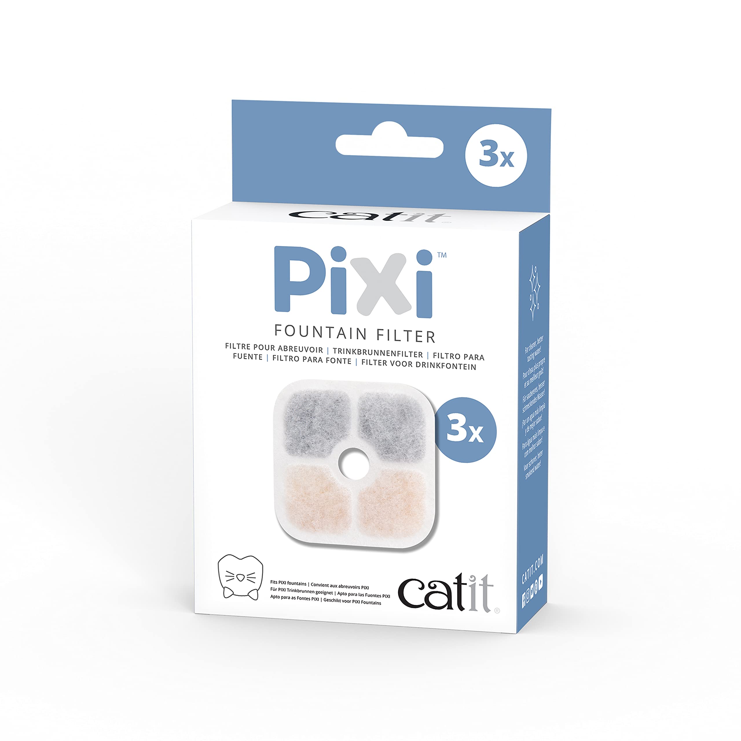 Bebedero Con Filtro De Agua Catit Pixi Cat, Paquete De 3 Unidades, Color Blanco - Venta Internacional.