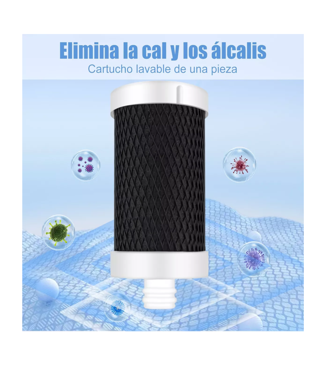 Foto 5 pulgar | Cartucho Filtrante De Agua Del Grifo 2 Cartuchos-elimina Cloro Negro/blanco