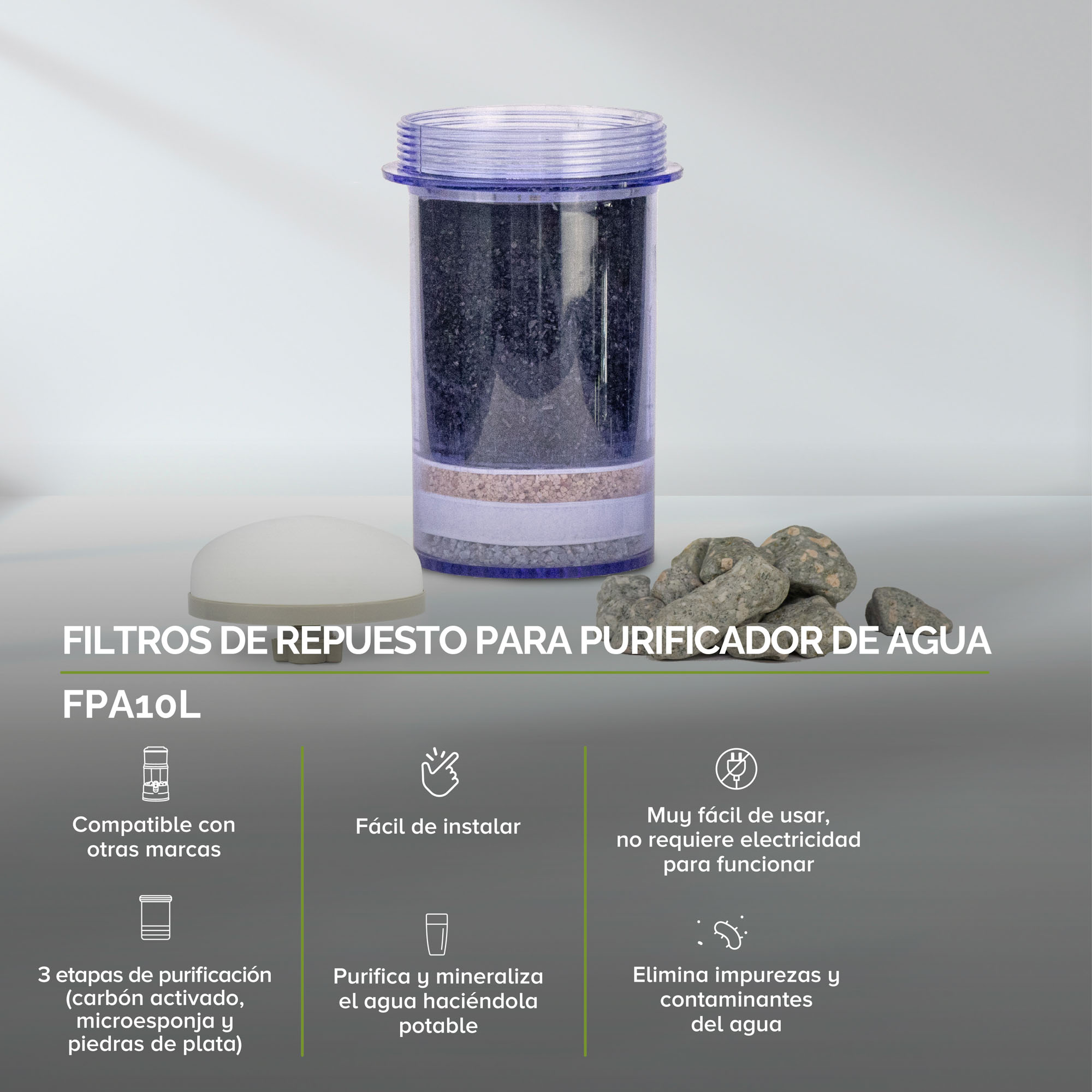 Foto 2 | Filtro de Repuesto Purificador de Agua Avera FPA10L color Blanco 10 L