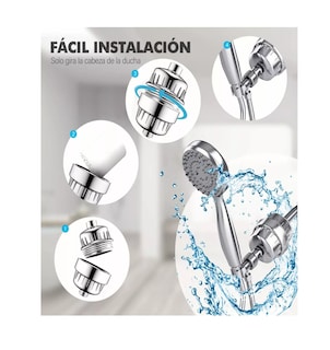 Foto 3 | Filtro de Agua Regadera 15 Etapas + Cartucho Extra Plata