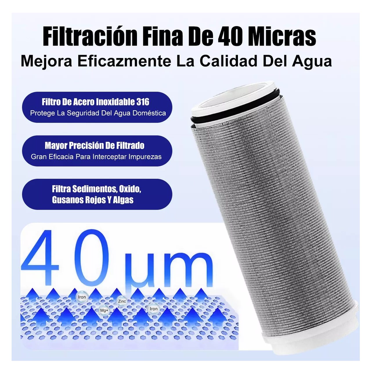 Foto 6 pulgar | Filtro Purificador De Agua Para El Hogar De Acero Inoxidable 2 Pzs Plata