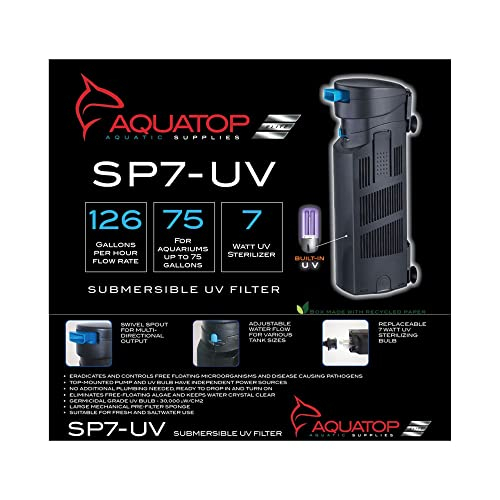 Foto 6 pulgar | Filtro Interno Aquatop Sp7-uv 72-126 Lph Con Luz Uv De 7 W - Venta Internacional.