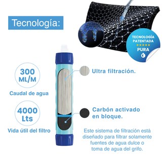 Foto 3 | Filtro Purificador de Agua Portatil Outdoor Ligero Apto Backpack Camping Hiking Versátil