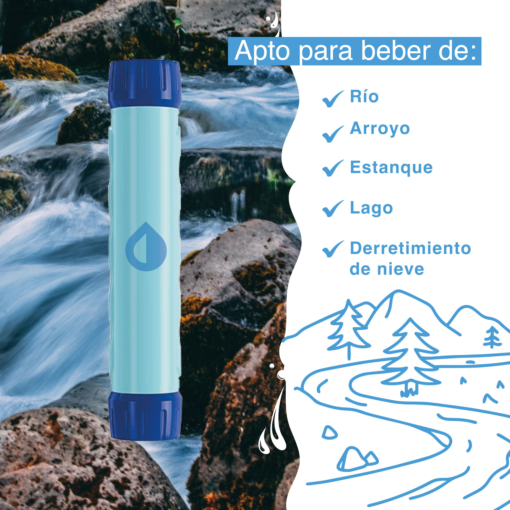Foto 9 pulgar | Filtro Purificador de Agua Portatil Outdoor Ligero Apto Backpack Camping Hiking Versátil