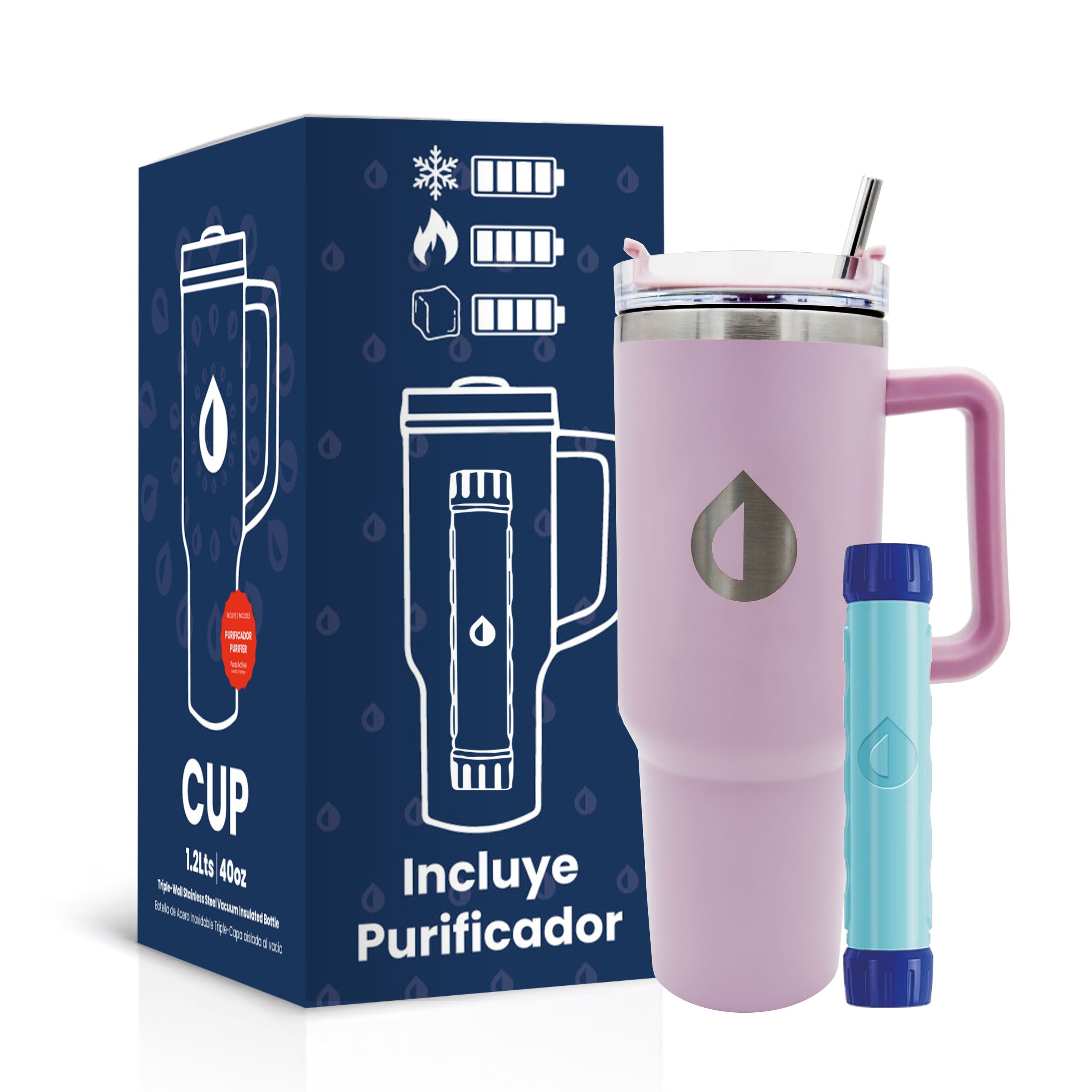 Termo Filtro Purificador de Agua Pura Portátil y Urbano 1.2 l Eco Rosa $950