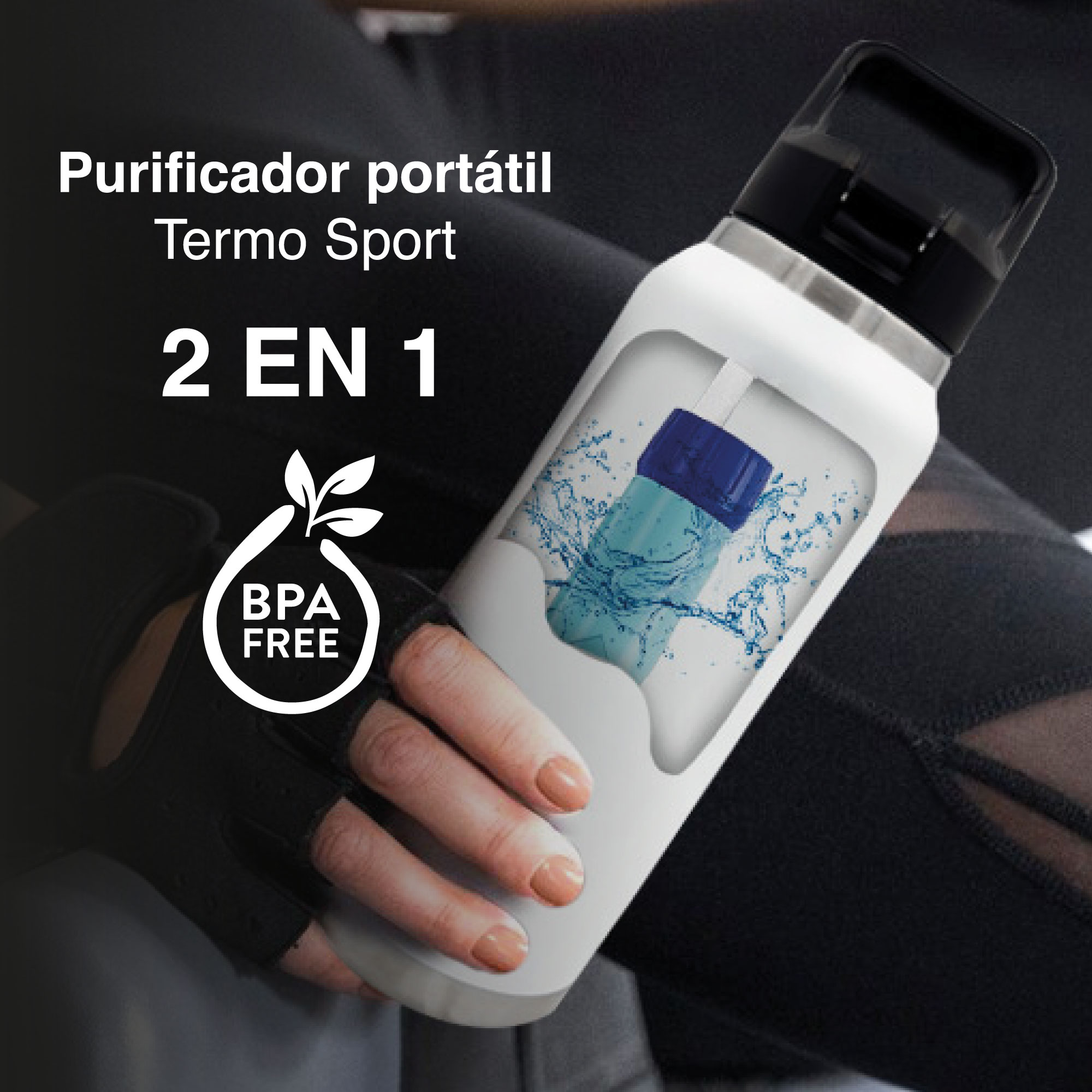 Foto 3 pulgar | Termo Pura Sport Térmico 1.2 l con Purificador Agua Acero Blanco