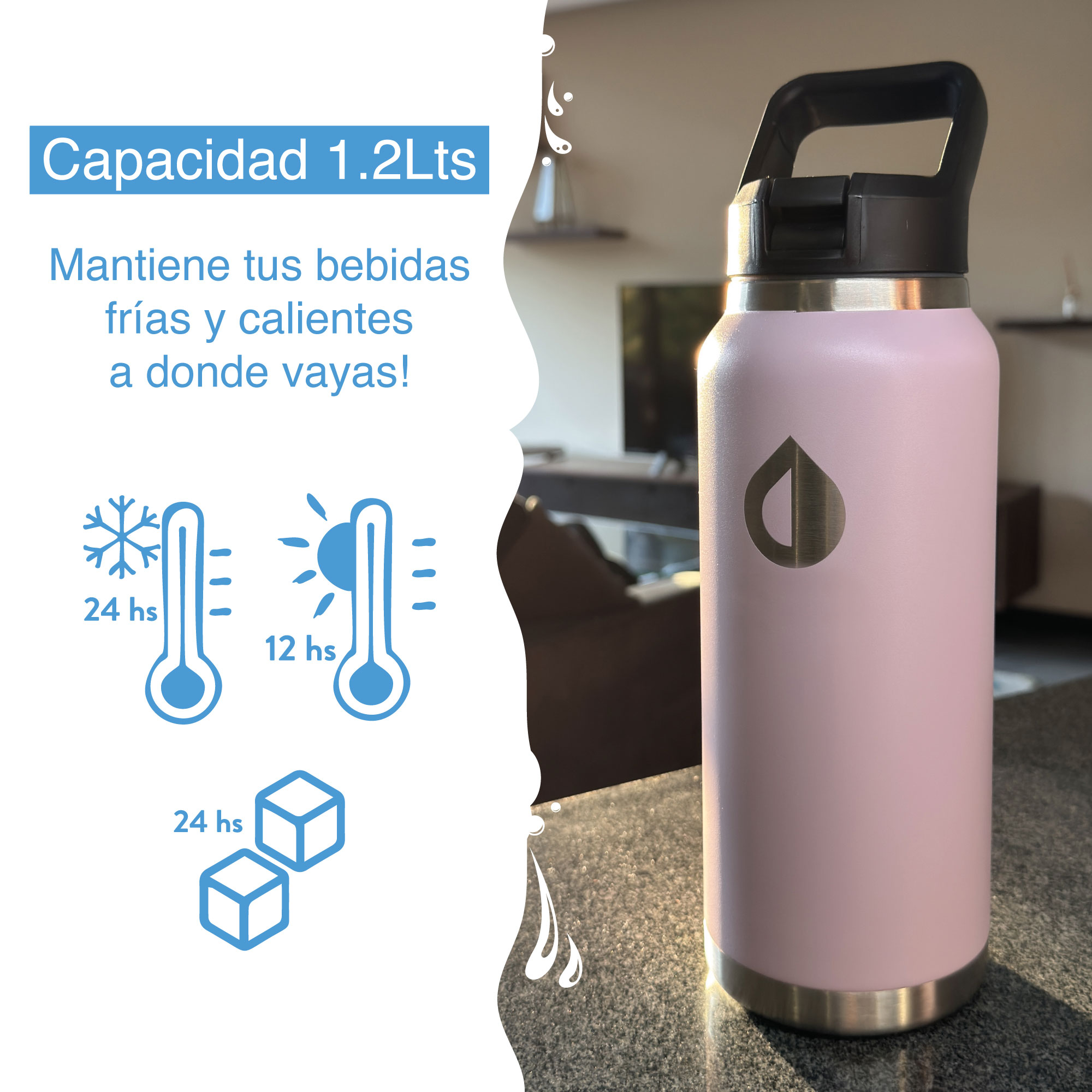 Foto 4 pulgar | Termo Pura Sport Térmico 1.2 l con Purificador Agua Acero Blanco