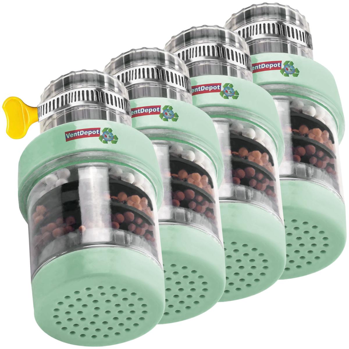 Filtros De Agua Funcionales , Mxhdn-004, 4pzas, Ø15-22mm, Carbón Activado/zeolita/maifan/sulfito De Calcio/pva, Verde