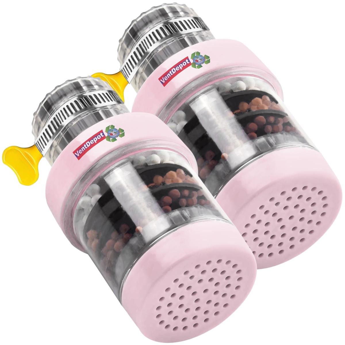 Filtros De Agua Para Llave, Mxhnk-002, 2pzas, Ø15-22mm, Carbón Activado/zeolita/maifan/sulfito De Calcio/pva, Rosa