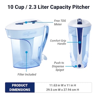 Foto 3 | Filtro De Agua Pitcher Zerowater, 10 Tazas, Listo Para Servir, 5 Etapas - Venta Internacional.