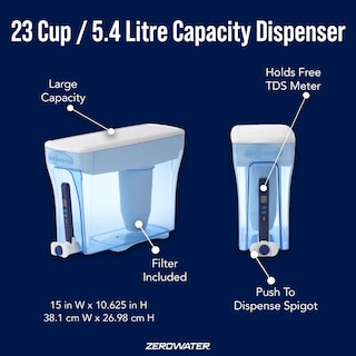 Foto 3 | Dispensador De Filtro De Agua Zerowater De 23 Tazas Con Filtro De 5 Etapas - Venta Internacional.