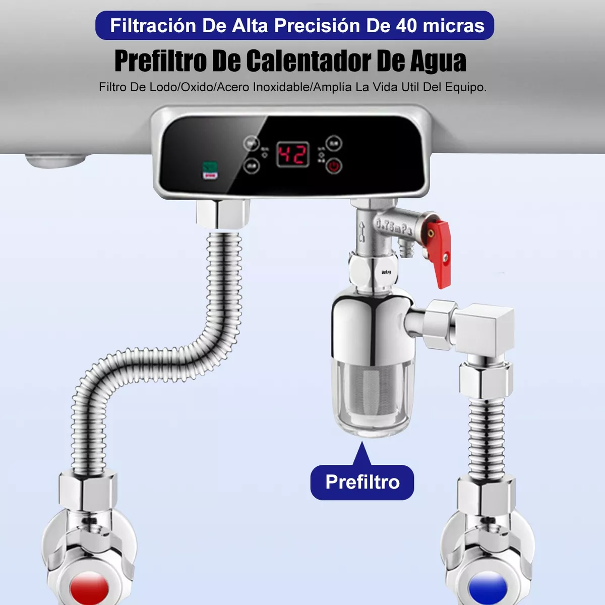 Foto 4 | Filtro Purificador De Agua Belug Para El Hogar De Acero Inoxidable 2 Pzs Plata