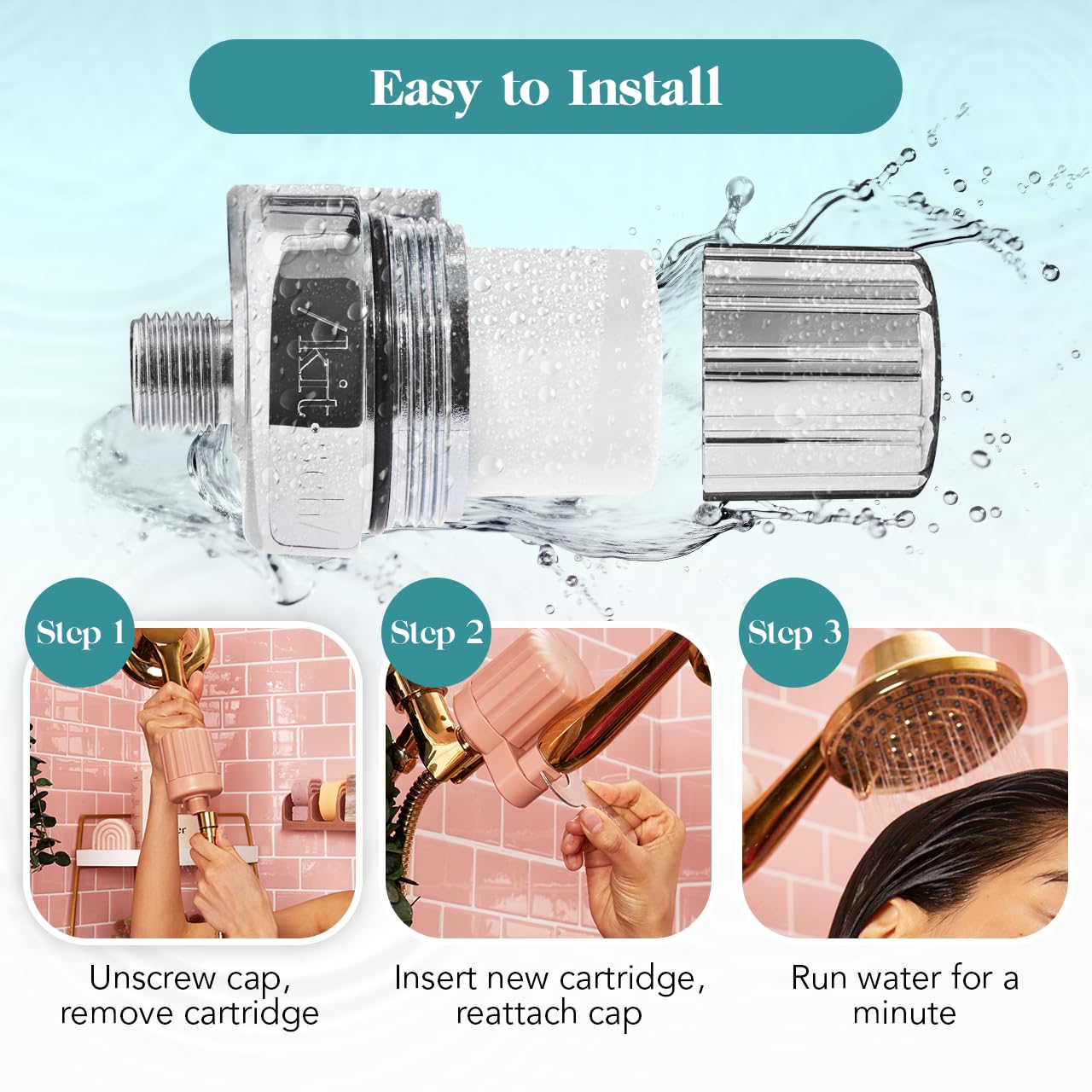 Foto 7 | Cabezal De Filtro De Ducha Kitsch Para Agua Dura Con Filtración Avanzada - Venta Internacional.
