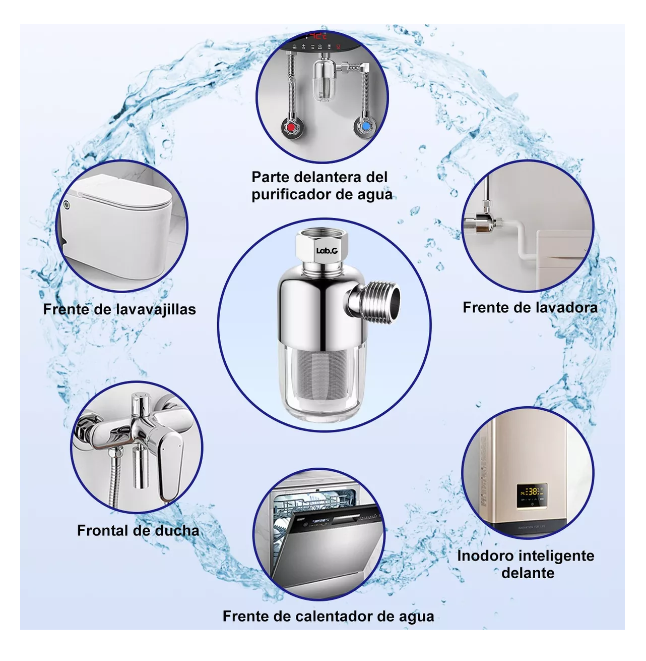 Foto 3 pulgar | Filtro Purificador De Agua Lab.g Para El Hogar De Acero Inoxidable 2 Pzs Plata