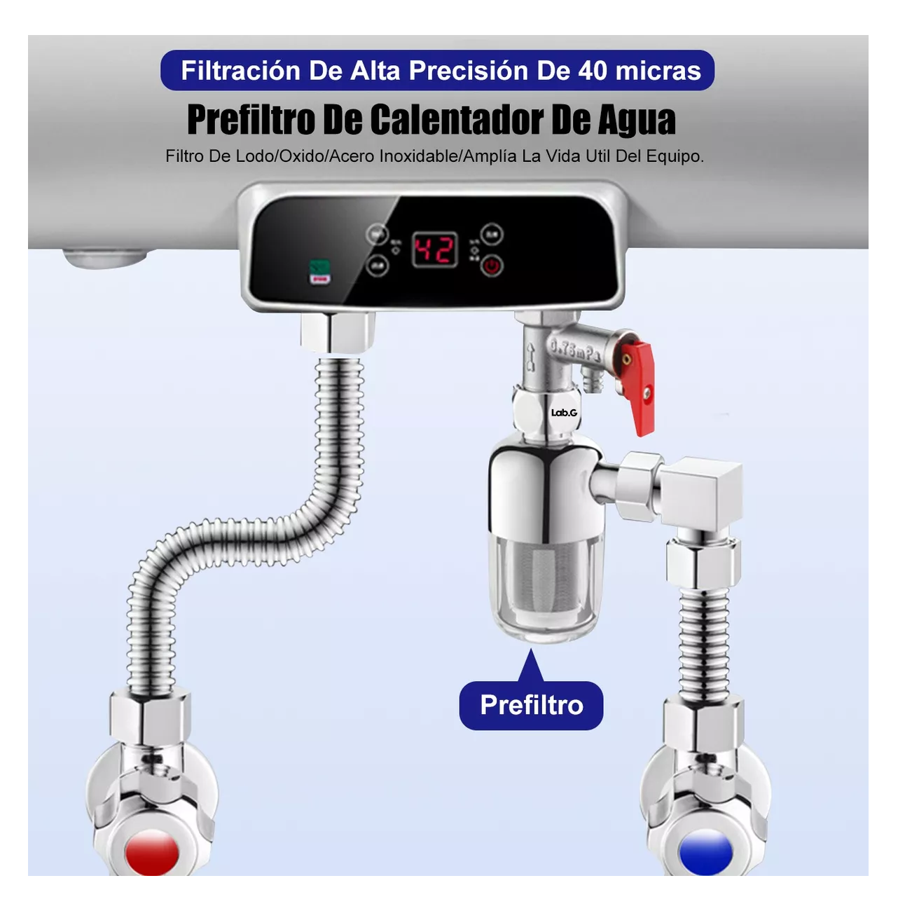 Foto 4 pulgar | Filtro Purificador De Agua Lab.g Para El Hogar De Acero Inoxidable 2 Pzs Plata