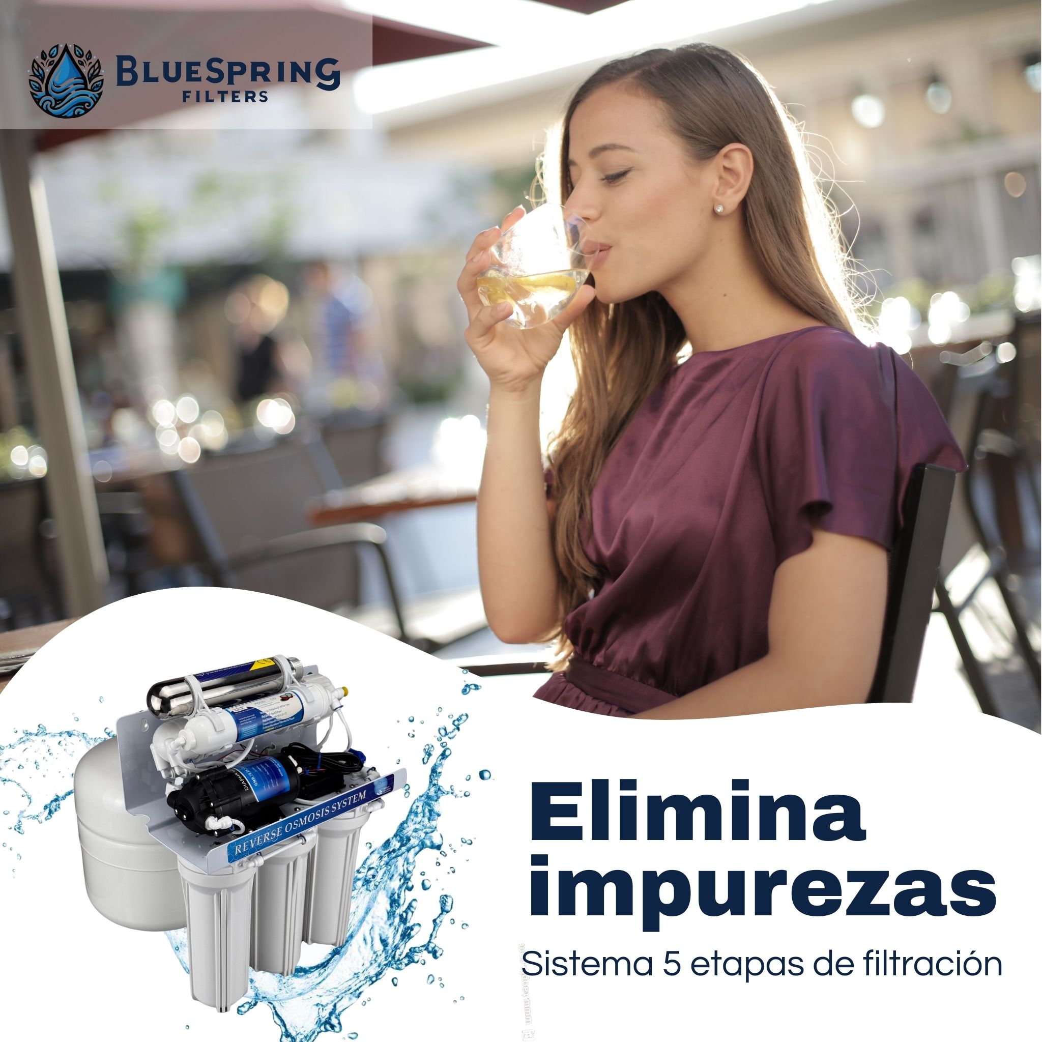 Foto 6 pulgar | Filtro De Agua De Osmosis Inversa Bluespring. Sistema De Filtración De Agua En 5 Etapas Con Luz Uv De 6w – A