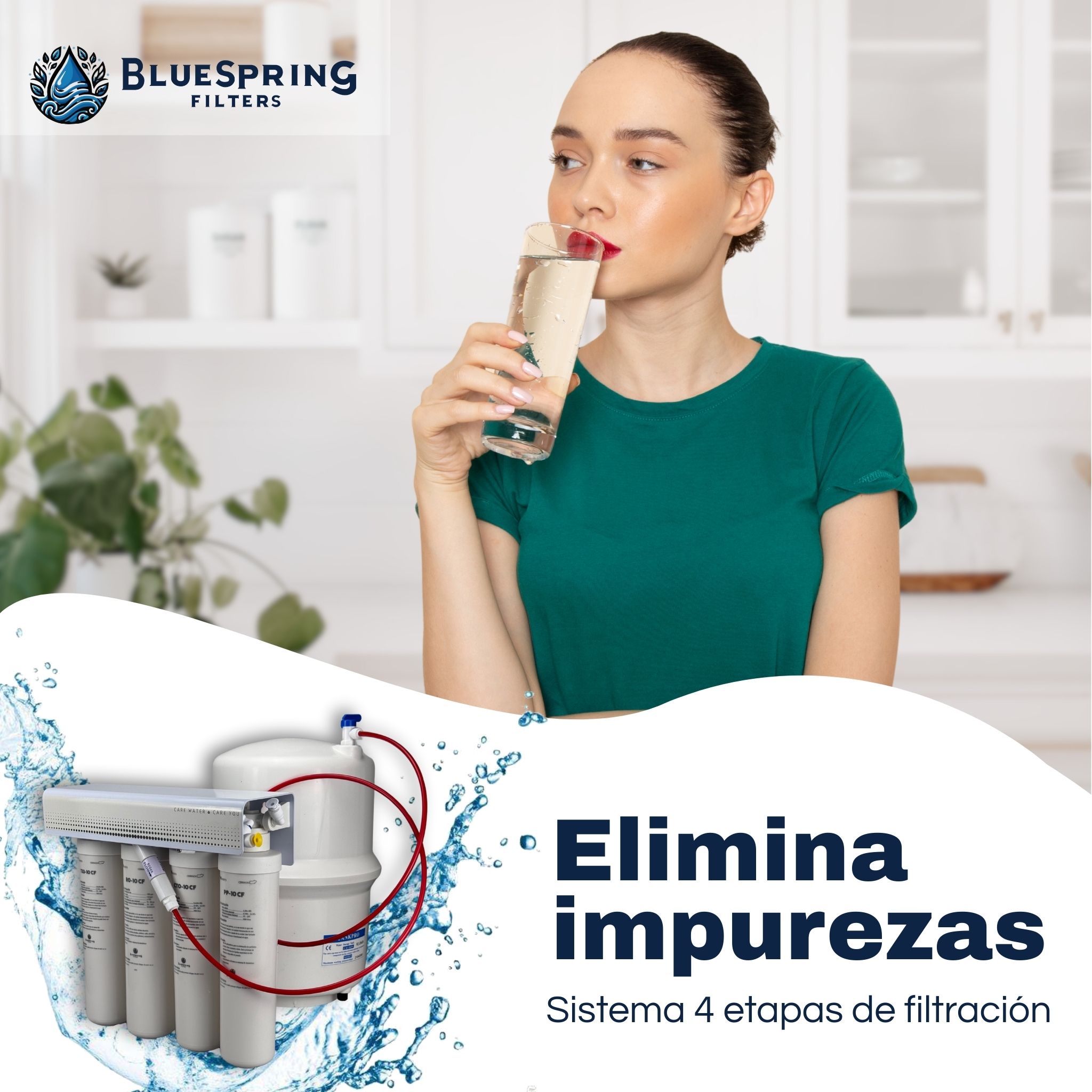 Foto 5 | Filtro De Agua De Osmosis Inversa Bluespring. Sistema De Filtración De Agua De 4 Etapas Con Membrana Ro De 200