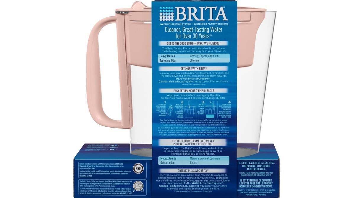 Foto 3 pulgar | Jarra Con Filtro De Agua Brita Metro, 1,4 L, Capacidad Para 6 Tazas, Rosa - Venta Internacional.