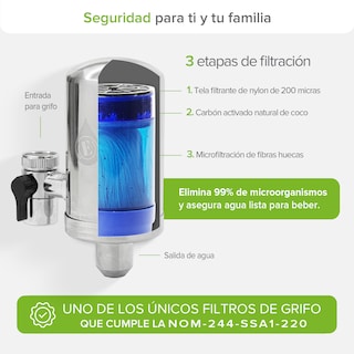Foto 4 | Filtro Purificador Para Grifo Eoz By Avera, 3 Etapas De Filtración, Elimina El 99% De Microorganismos, Nom-244-ssa1-202