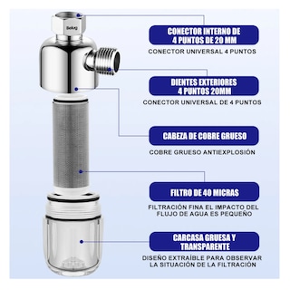 Foto 2 | Acero Inoxidable Filtro Purificador De Agua Para El Hogar 2p Belug Plateado