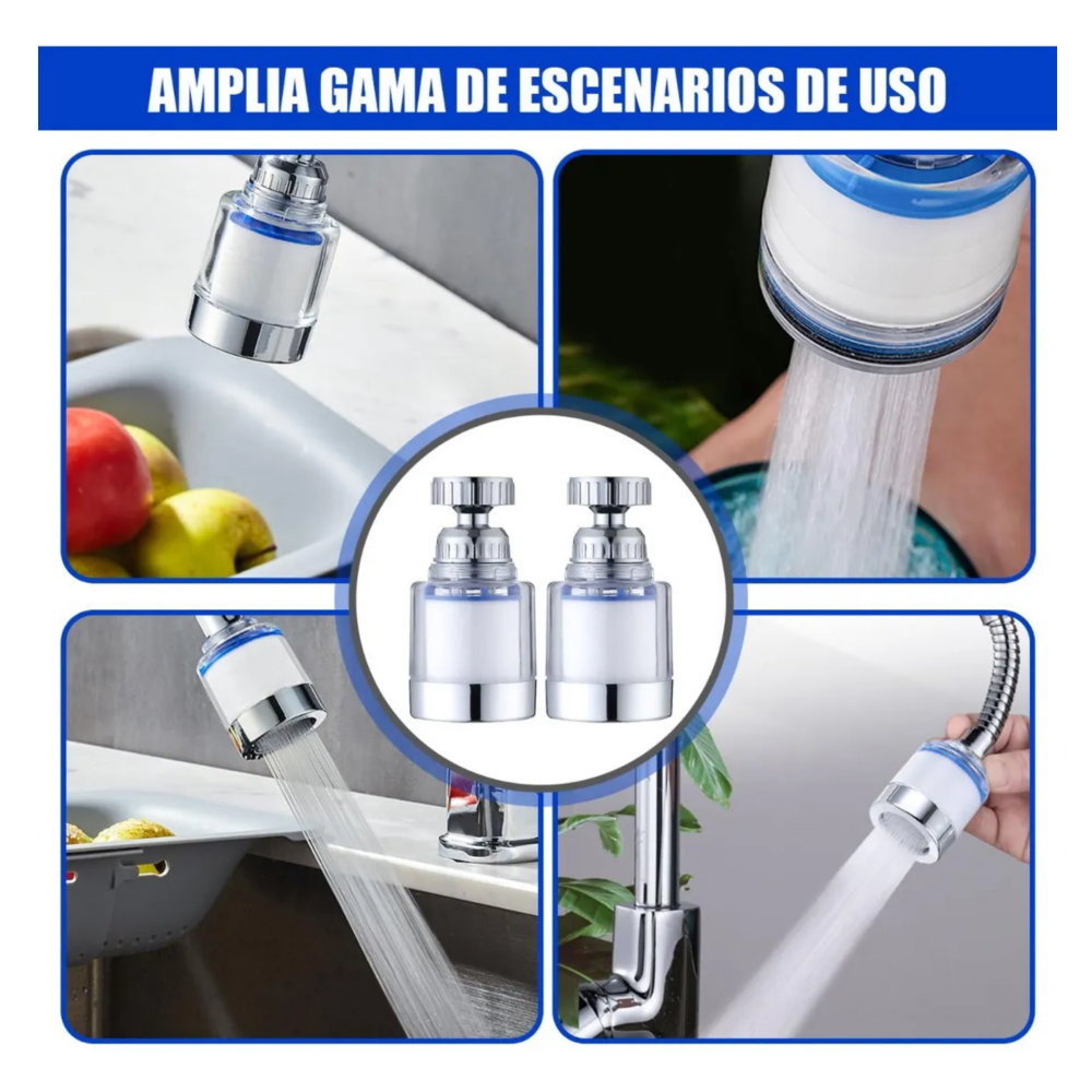 Foto 3 pulgar | Filtro De Agua Para Grifo Con 14 Cartuchos  2 Filtros Y 2 Conexiones Universales Belug  Blanco Con Azul