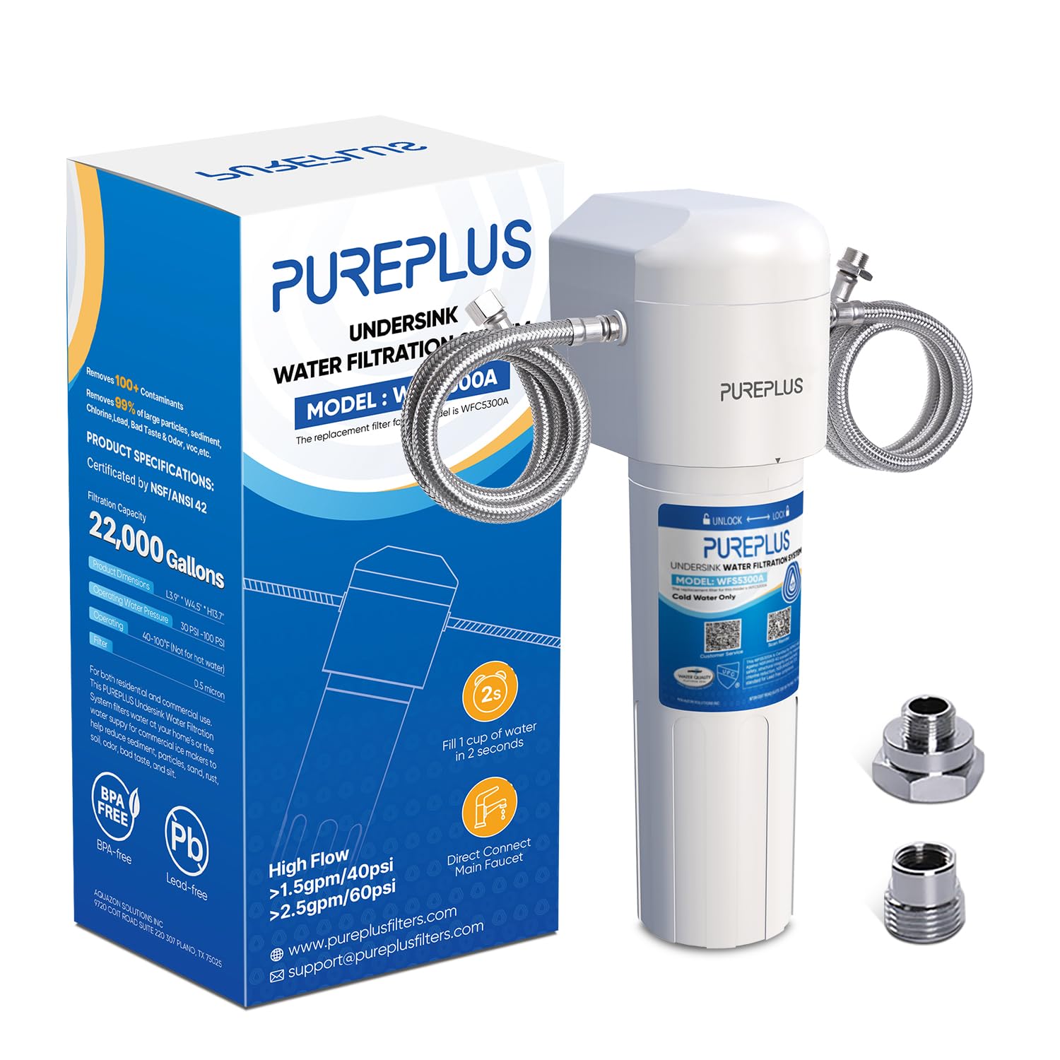 Foto 1 | Filtro De Agua Para Debajo Del Fregadero Pureplus Wfs5300a 22 000l Nsf/ansi 42 - Venta Internacional.