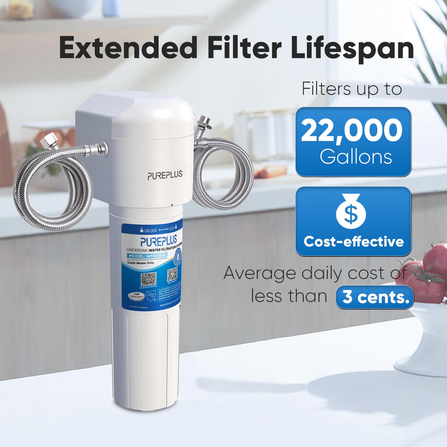 Foto 3 | Filtro De Agua Para Debajo Del Fregadero Pureplus Wfs5300a 22 000l Nsf/ansi 42 - Venta Internacional.