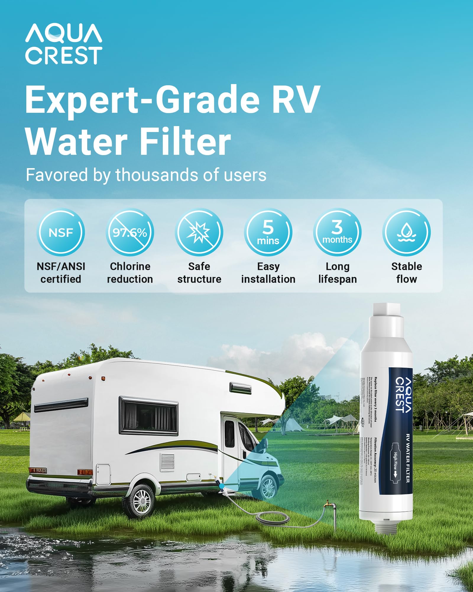 Foto 3 pulgar | Filtro De Agua Para Vehículos Recreativos Aqua Crest Rv Inline Certificado Por La Nsf  Paquete De 2 - Venta Internaci
