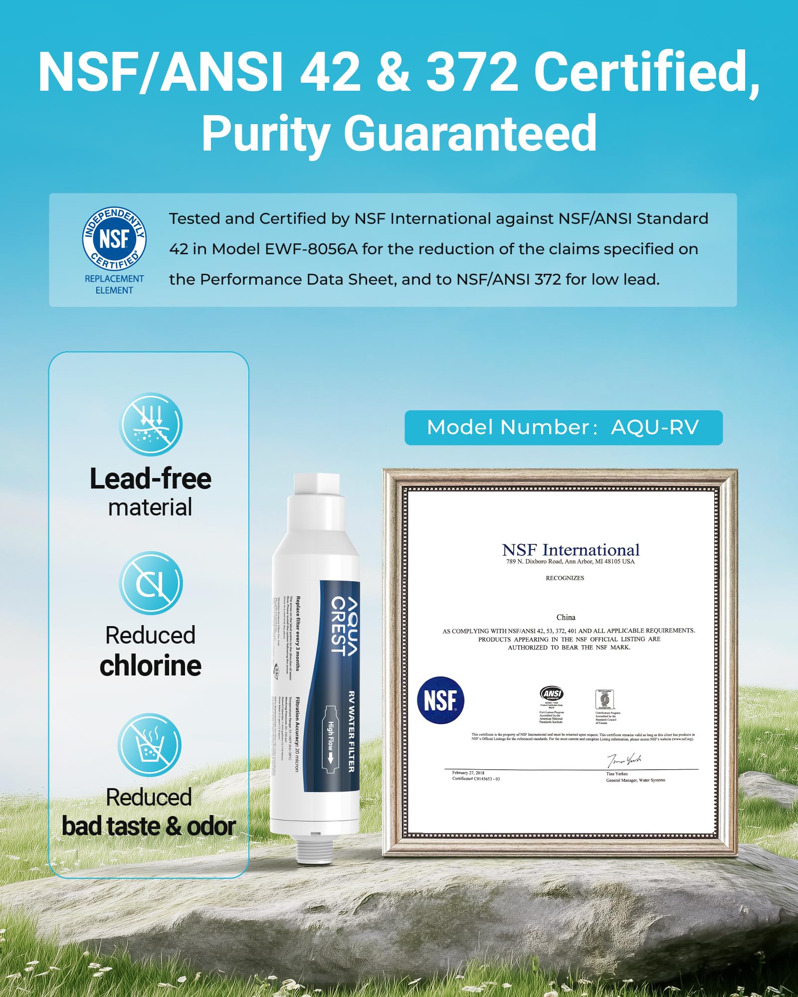 Foto 3 | Filtro De Agua Para Autocaravanas Aqua Crest Inline Con Certificación Nsf  Paquete De 4 - Venta Internacional.