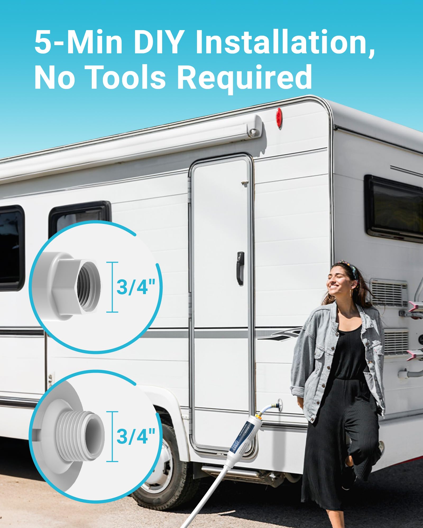 Foto 7 | Filtro De Agua Para Autocaravanas Aqua Crest Inline Con Certificación Nsf  Paquete De 4 - Venta Internacional.
