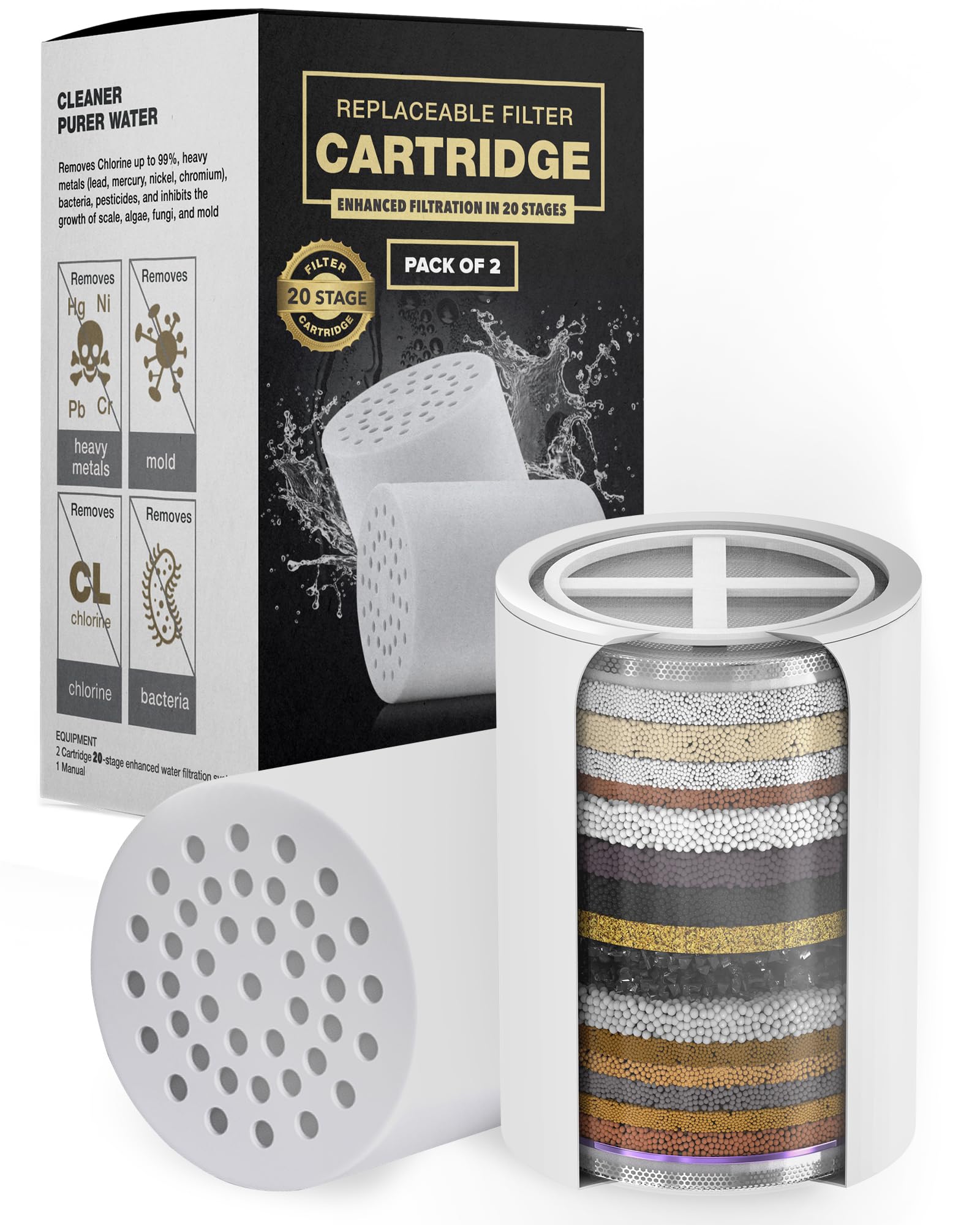 Foto 1 | Paquete De 2 Cartuchos De Filtro De Repuesto Para Ducha Aquahomegroup - Venta Internacional.
