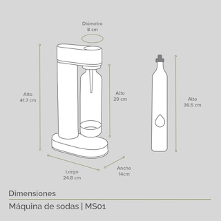 Foto 3 | Maquina de Sodas Avera Ms01 color Negro Cilindro Co2 Incluido Gasificadora