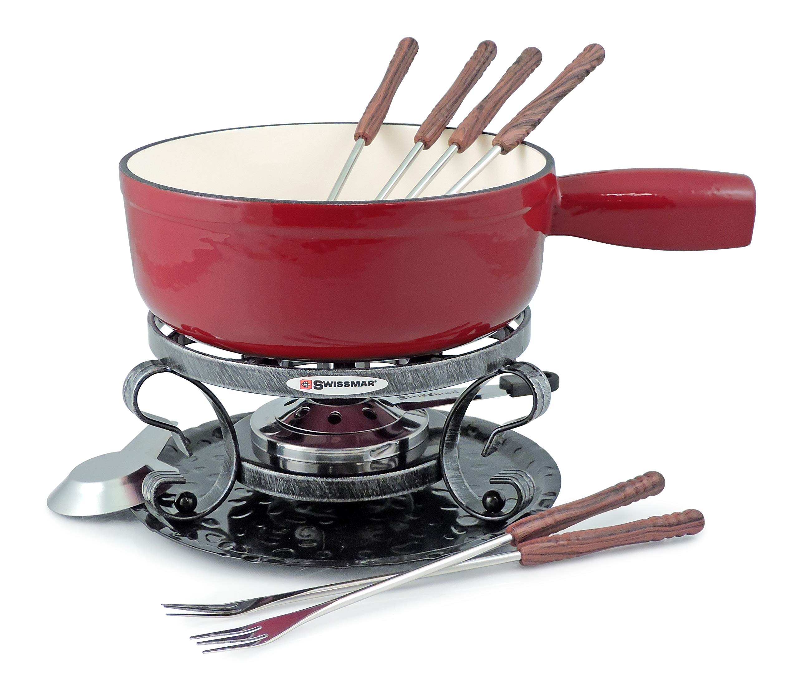 Set De Fondue De Queso Swissmar Lugano, Hierro Fundido, 2 Litros, Rojo Cereza - Venta Internacional.