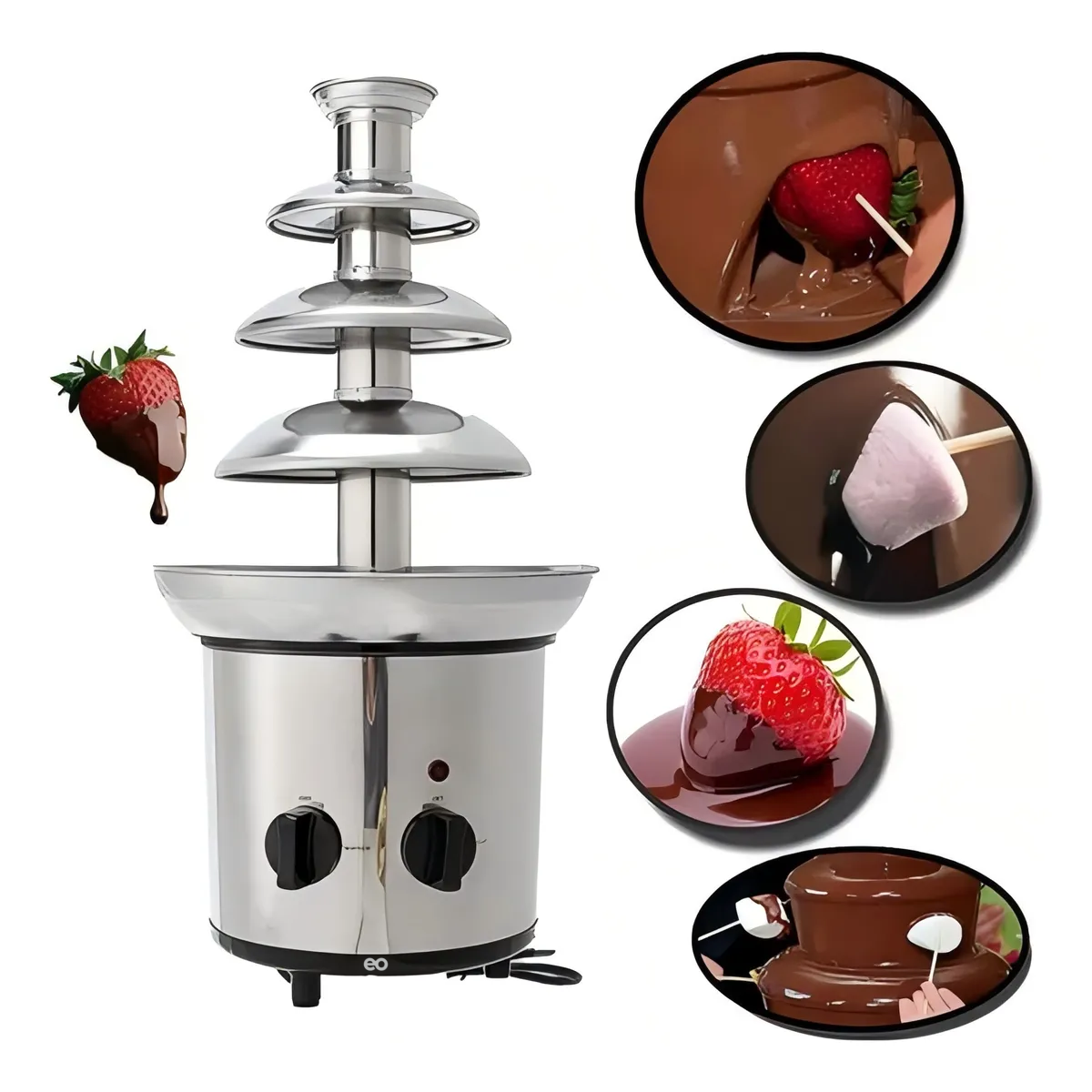 Foto 2 | Fuente De Chocolate 4 Niveles Para Dulce, Queso De Nacho Y Más Eo Safe Imports Esi-19179 Plata