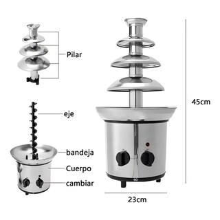 Foto 3 | Fuente De Chocolate 4 Niveles Para Dulce, Queso De Nacho Y Más Eo Safe Imports Esi-19179 Plata