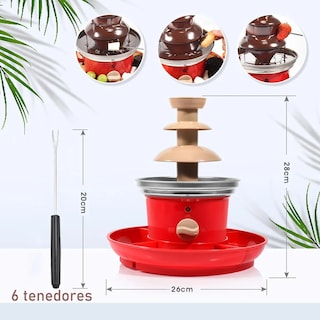 Foto 2 | Fuente De Chocolate Postres Portátil Fiesta 3 Capa Eo Safe Imports Esi-19180 Rojo