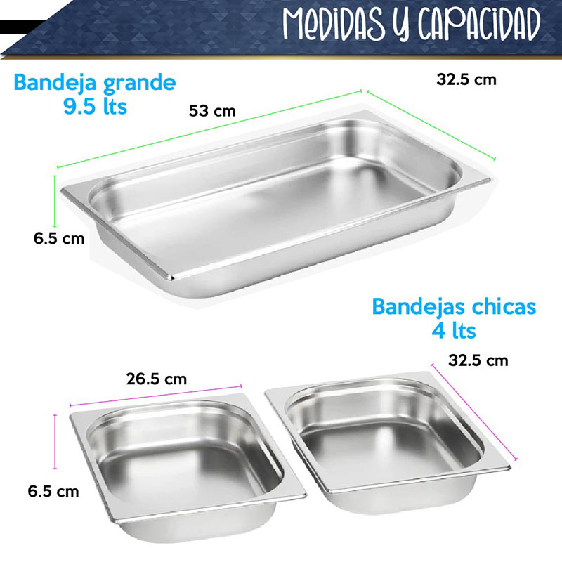 Foto 5 pulgar | Bufetera Rectangular Chafer Rd Royal Cook MI16147 color Plateado de Acero Inoxidable de 9.5 l