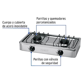 Foto 2 | Parrilla de Gas Foset color Gris 2 Quemadores