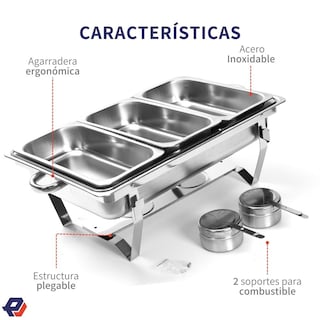 Foto 2 | Chafer Bufetera 3 Espacios Picool De Acero Inoxidable Para Chef Jm2212