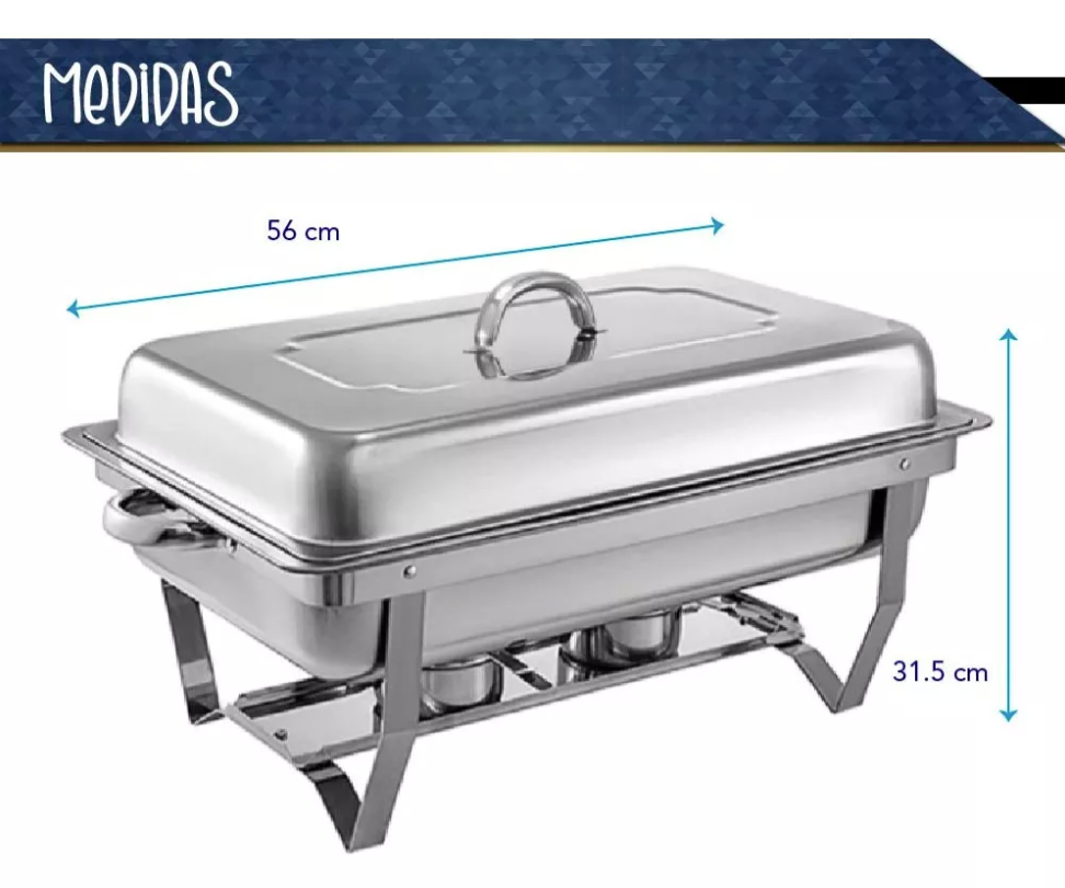 Foto 4 pulgar | Chafer Buffet Banquete Rectangular Acero Inoxidable Tercio