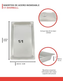 Foto 7 | Inserto Acero Inoxidable Shorbull 1/1 con Tapa 10 cm