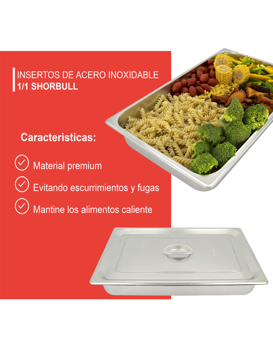Foto 9 pulgar | Inserto Acero Inoxidable Shorbull 1/1 con Tapa 10 cm
