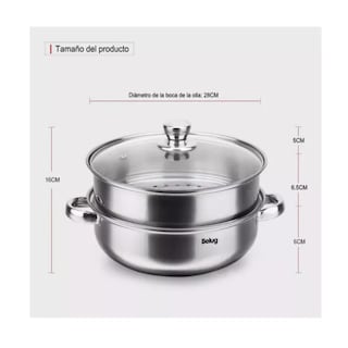 Foto 2 | Olla De Acero Inoxidable, Vaporera De Cocina 2 Capas Plata, Belug