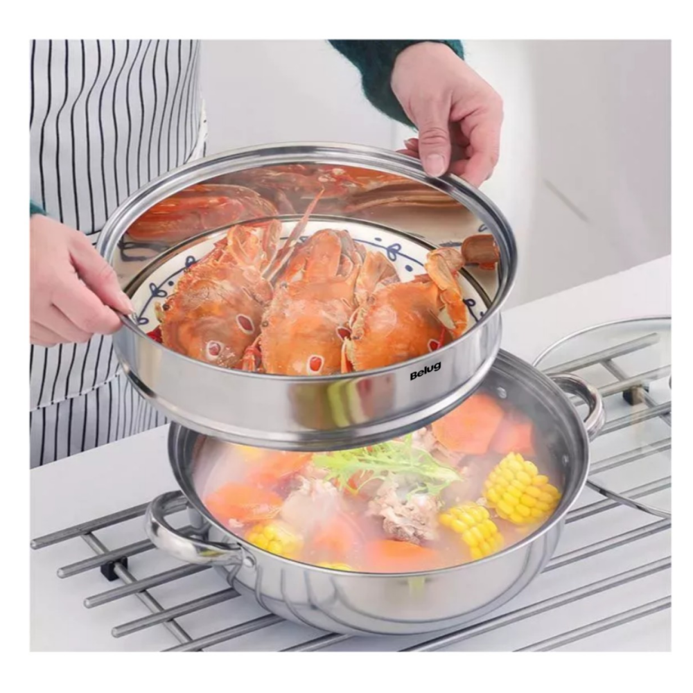 Foto 4 | Olla De Acero Inoxidable, Vaporera De Cocina 2 Capas Plata, Belug