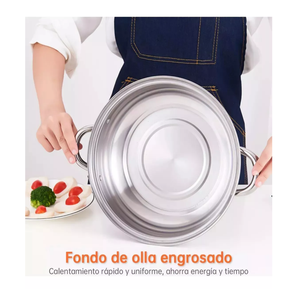Foto 5 | Olla De Acero Inoxidable, Vaporera De Cocina 2 Capas Plata, Belug