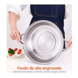 Foto 5 | Olla De Acero Inoxidable, Vaporera De Cocina 2 Capas Plata, Belug