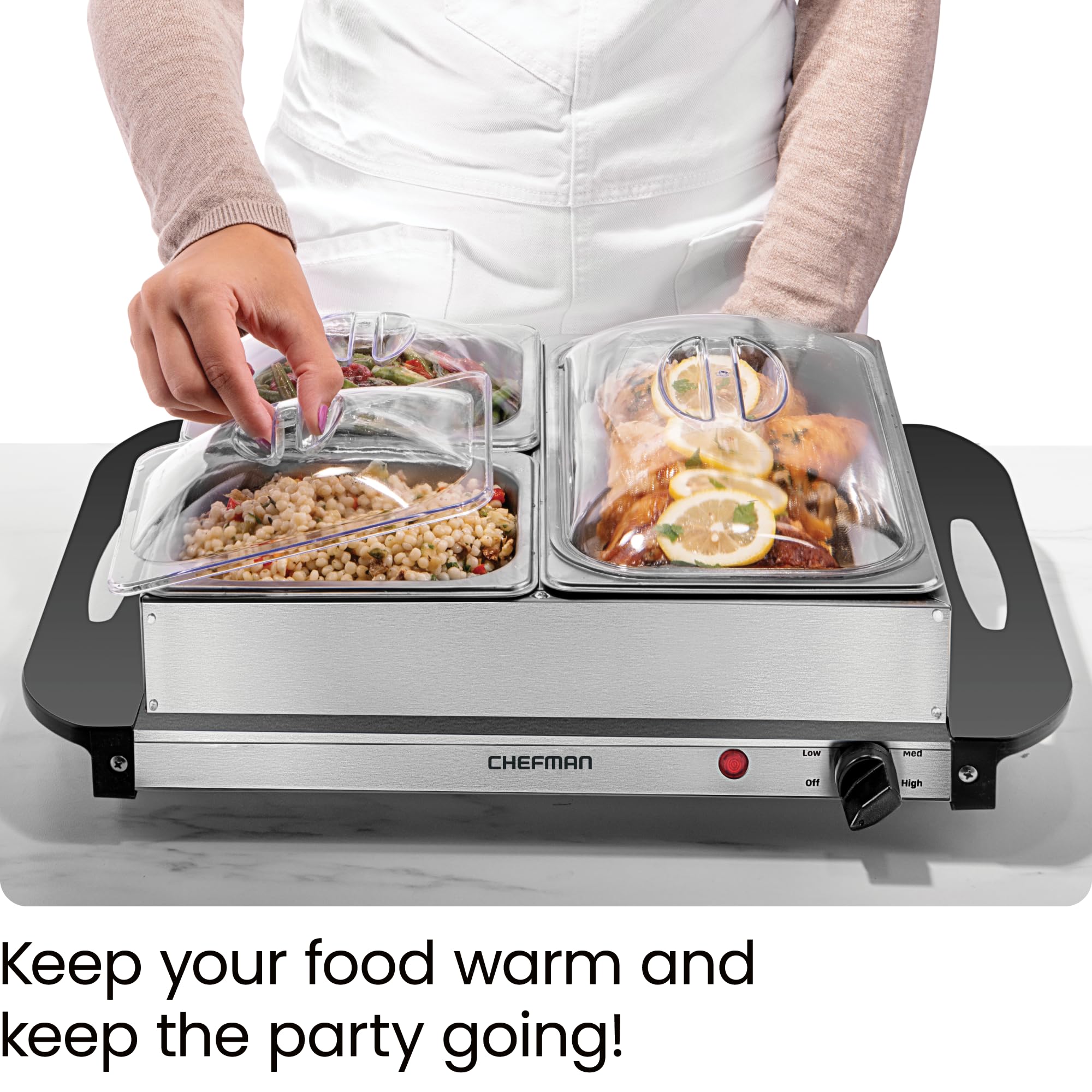 Foto 3 pulgar | Servidor De Buffet Eléctrico Chefman Con Bandeja Para Calentar Y 3 Platos Para Irritar - Venta Internacional.