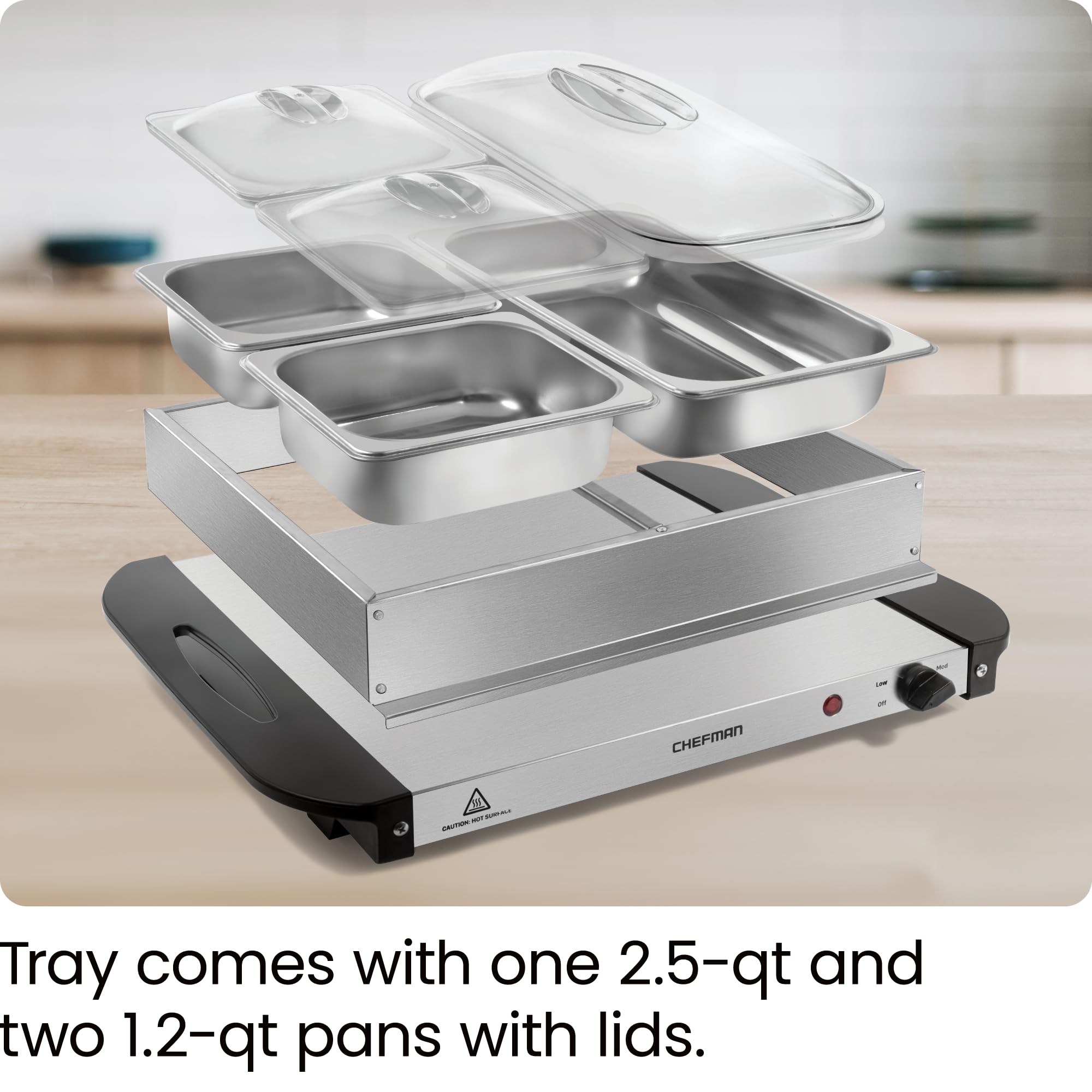 Foto 5 | Servidor De Buffet Eléctrico Chefman Con Bandeja Para Calentar Y 3 Platos Para Irritar - Venta Internacional.
